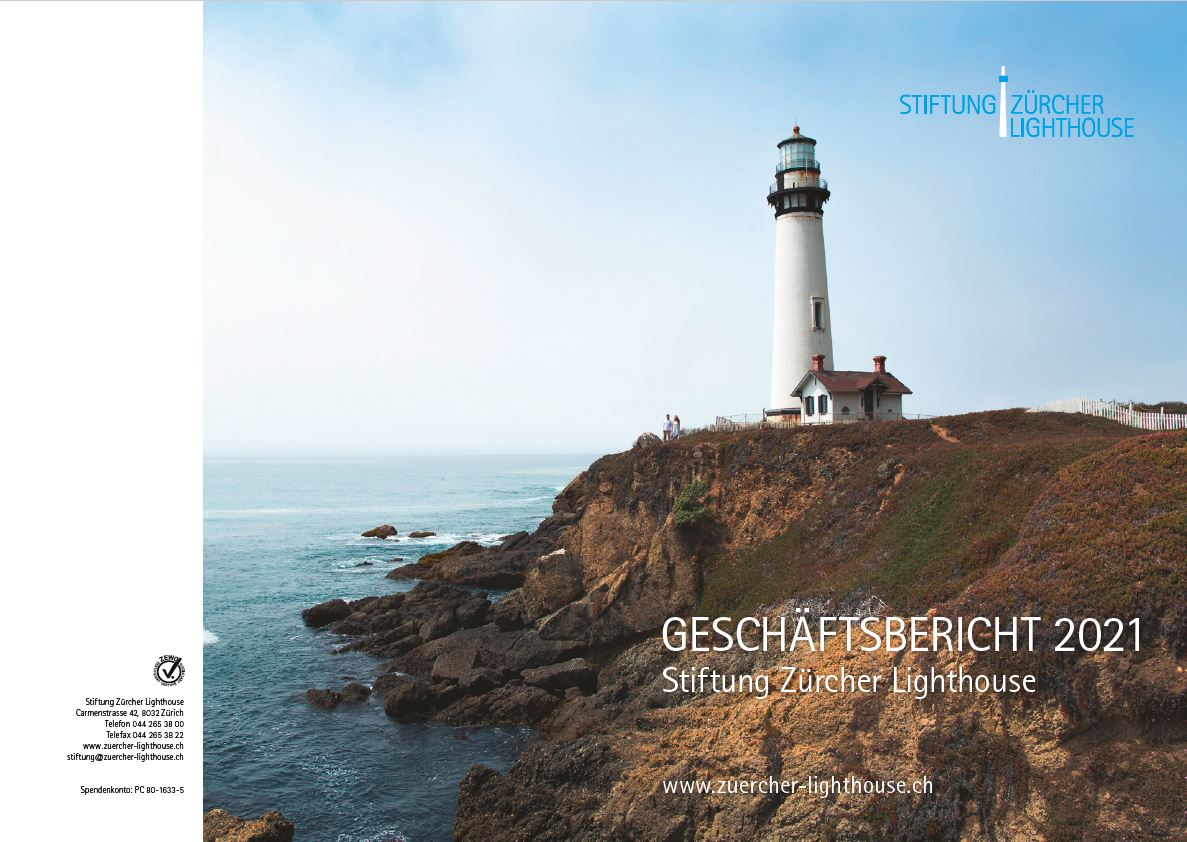 Cover Geschäftsbericht Stiftung Zürcher Lighthouse, Jahr 2021